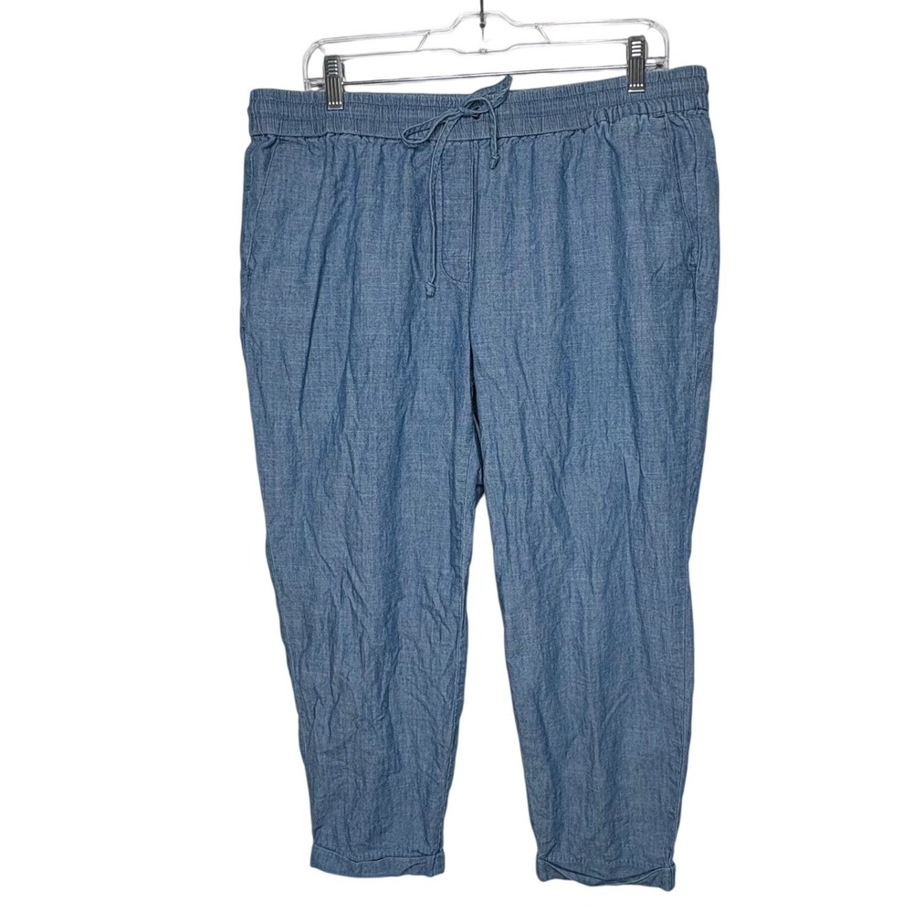 J.Crew Size 14 Chambray Drawstring Pants Minimal Capsule Wardrobe Coastal Resort